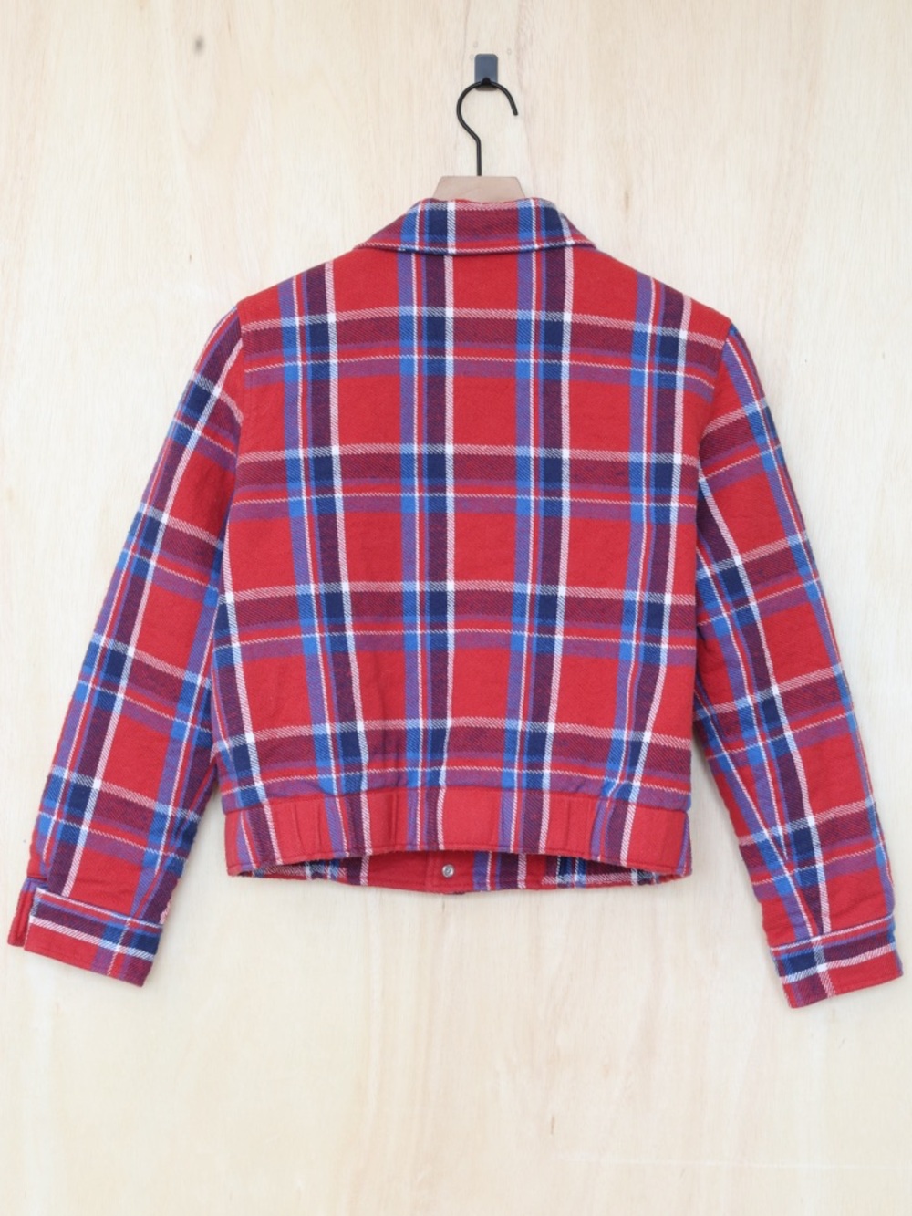 MOTHER The Happy Camper Jacket I'll Get Right On That Plaid Red Blue Small - Picture 4 of 5